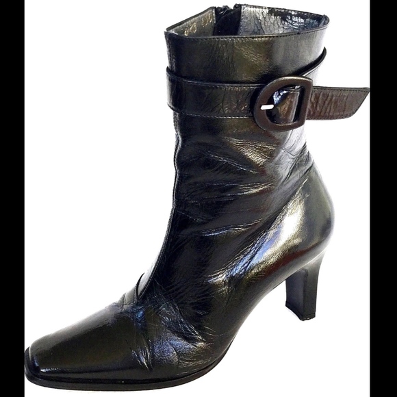 LANVIN Paris Black Leather Boots Sz 5.5/6 …